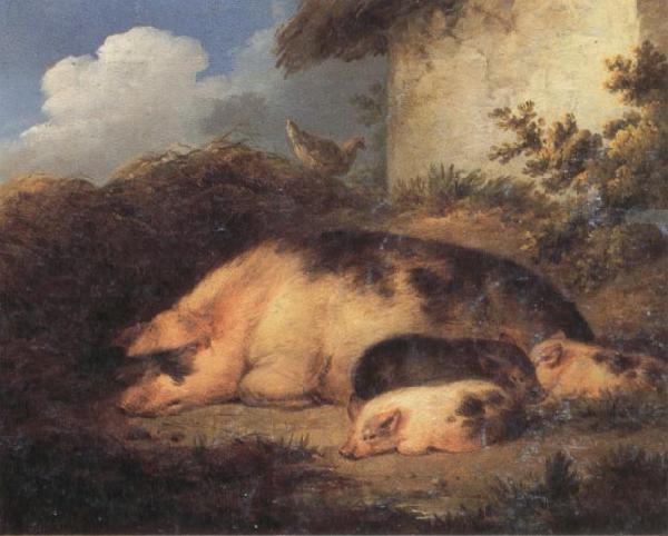 George Morland A Sow and Her Piglets